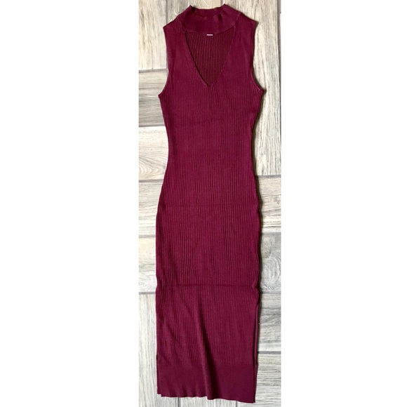 Cutout dress with slits burgundy ❤️ - Picture 5 of 7